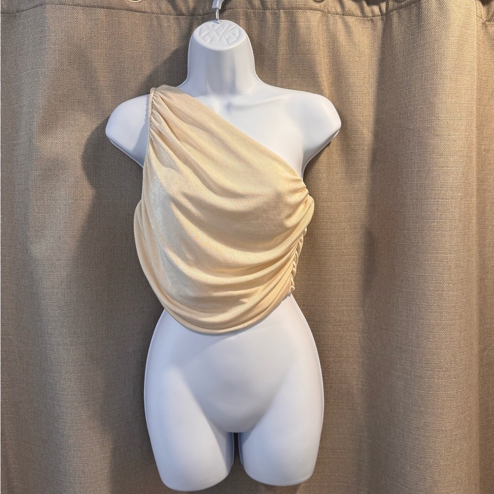 Elegant Cream One-Shoulder Top